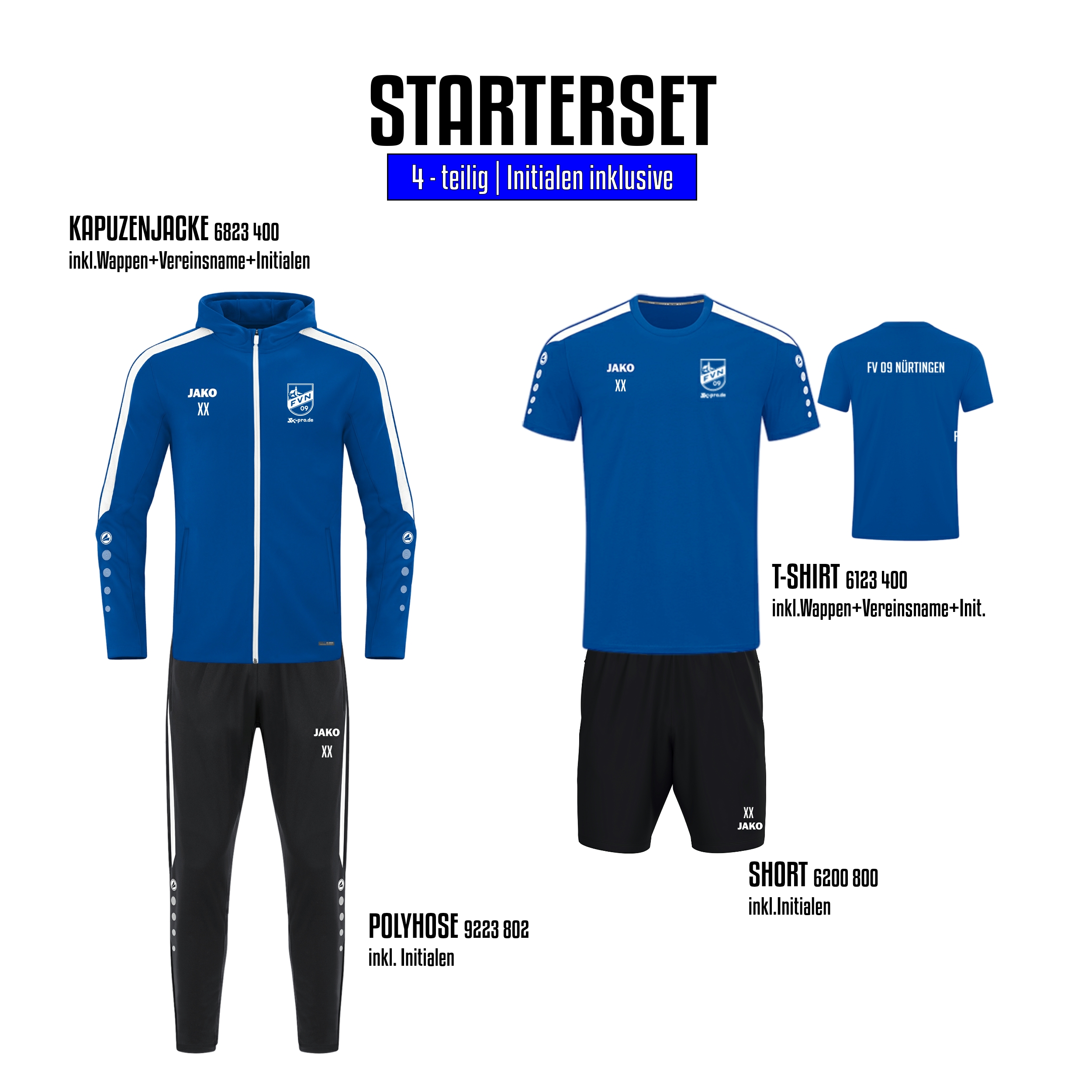% STARTER-SET 1 Kinder % inkl. Wappen, Vereinsname und Initialen