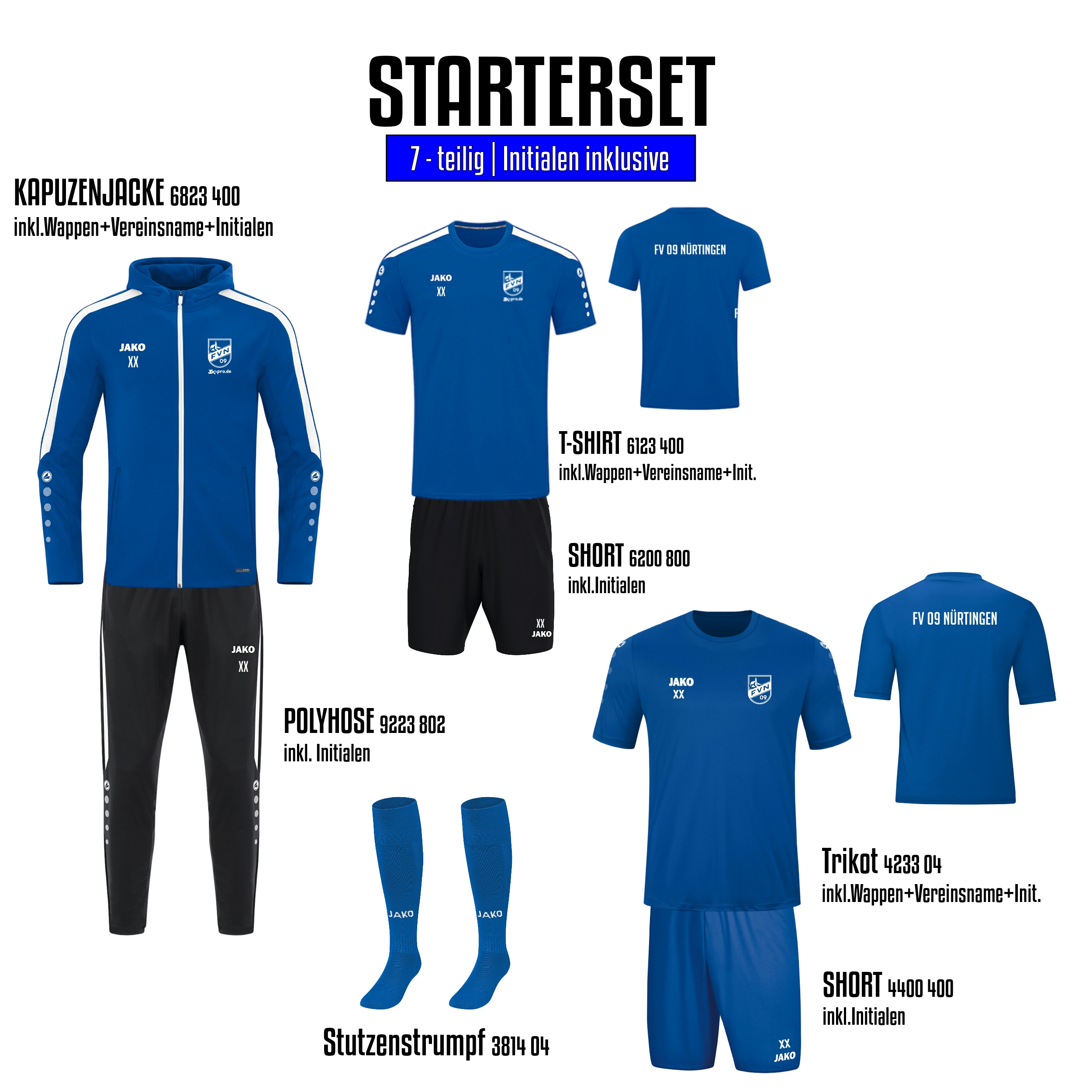 % STARTER-SET 2 Kinder % inkl. Wappen, Vereinsname und Initialen