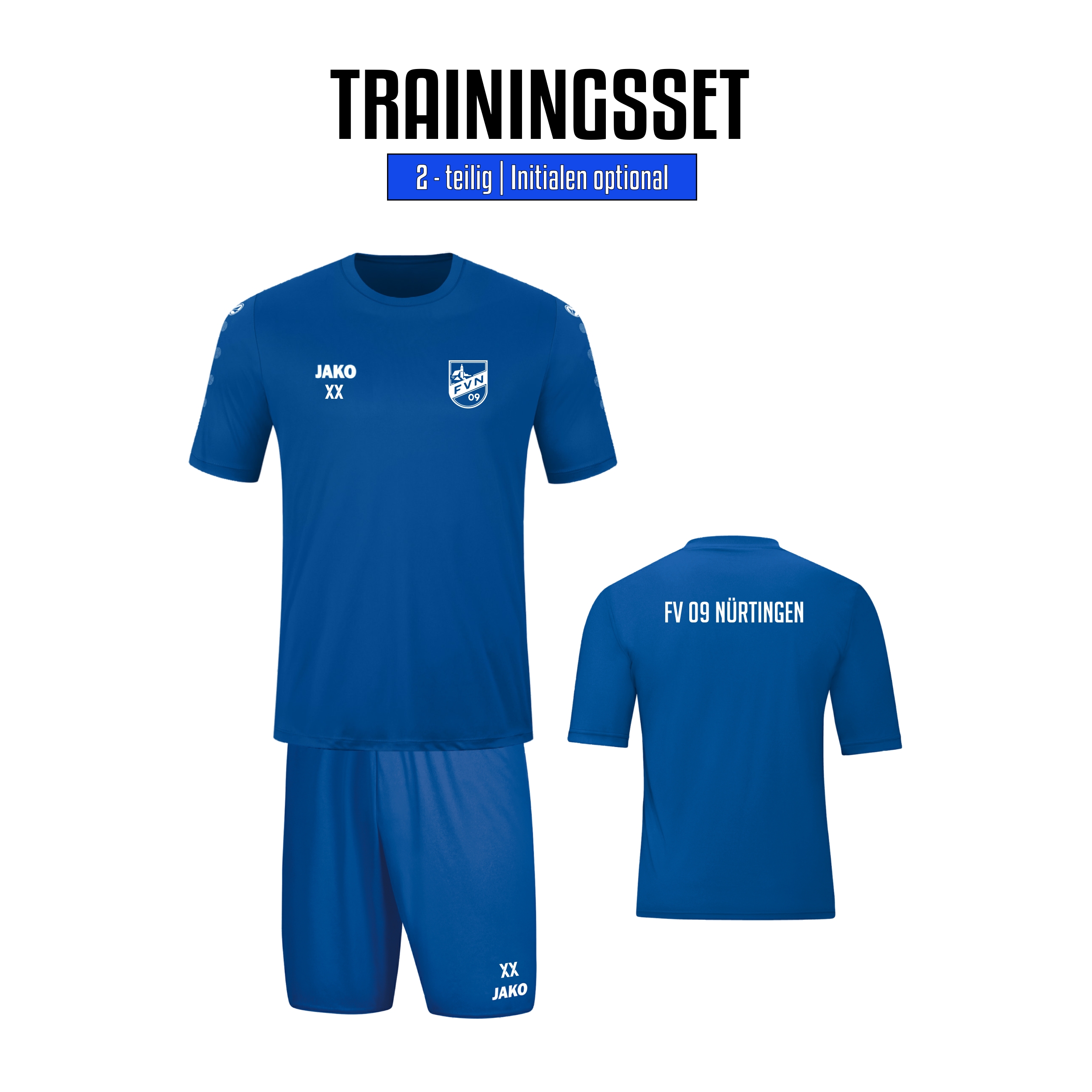 Trainings-SET Erwachsene inkl. Wappen, Vereinsname (Initialen optional)
