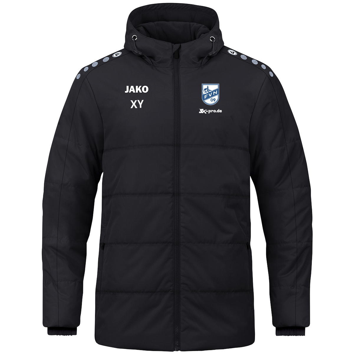 JAKO Coachjacke One mit Kapuze inkl.Wappen und Vereinsname (Initialen optional)