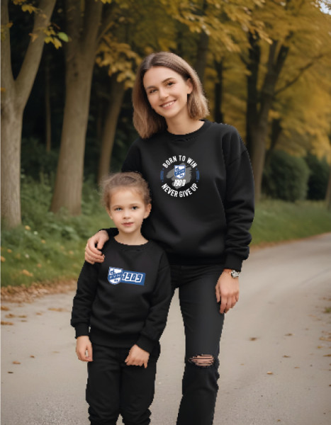 Kinder Rundhals-Sweatshirt schwarz inkl. Druck