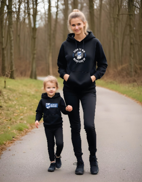 Recyceltes Unisex-Sweatshirt mit Kapuze schwarz inkl. Druck