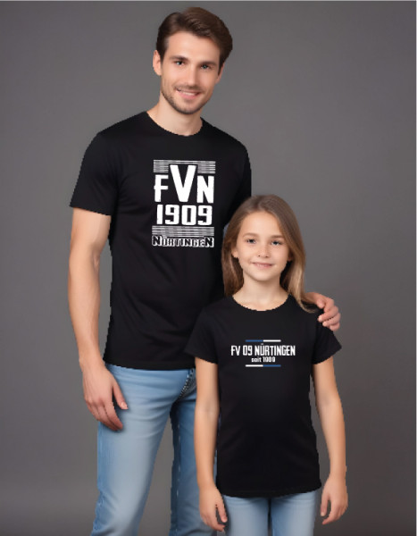 Kinder-T-Shirt Bio mit Rundhalsausschnitt schwarz inkl. Druck