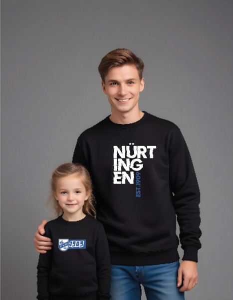 Kinder Rundhals-Sweatshirt schwarz inkl. Druck