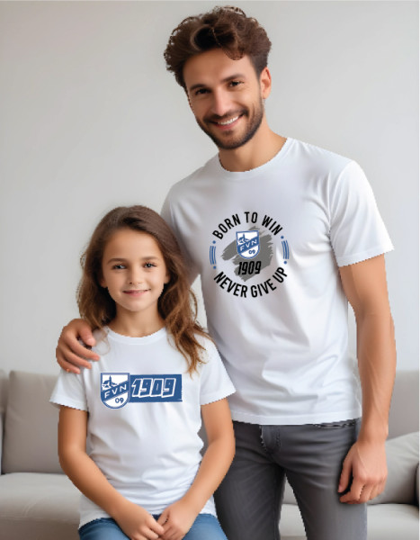 Kinder-T-Shirt Bio mit Rundhalsausschnitt weiß inkl. Druck